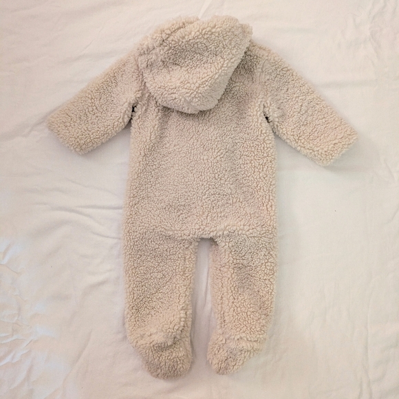 Riley & Cru Ivory Bear Suit 6-12 Months Sherpa Outerwear One Piece Coveralls - Picture 2 of 5